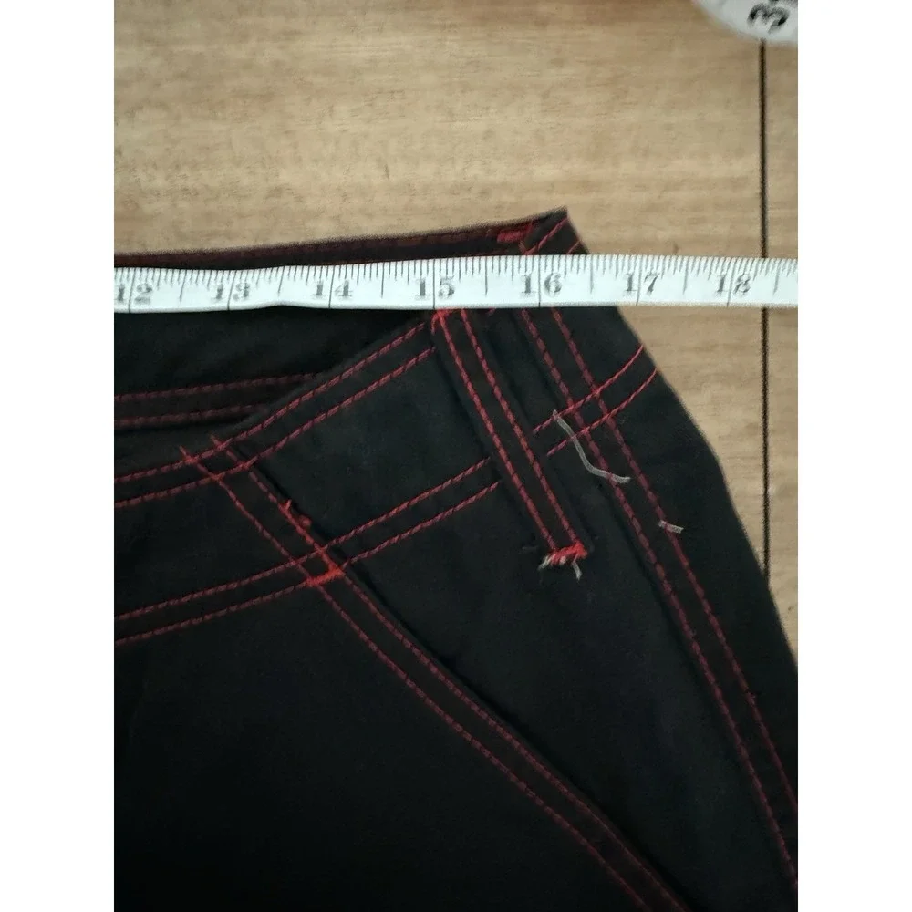 True Religion Mens 32 Black Cargo Pants Red Stitch Wide Leg Y2K Streetwear NWT